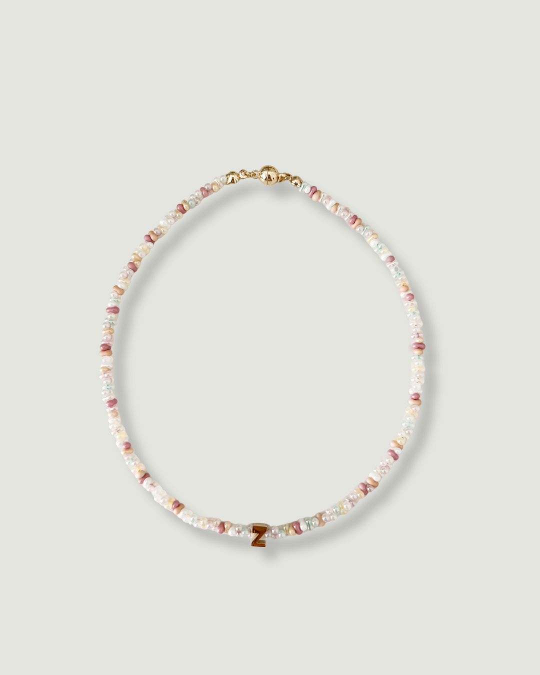 Jelly Bunny Beads Initial Necklace