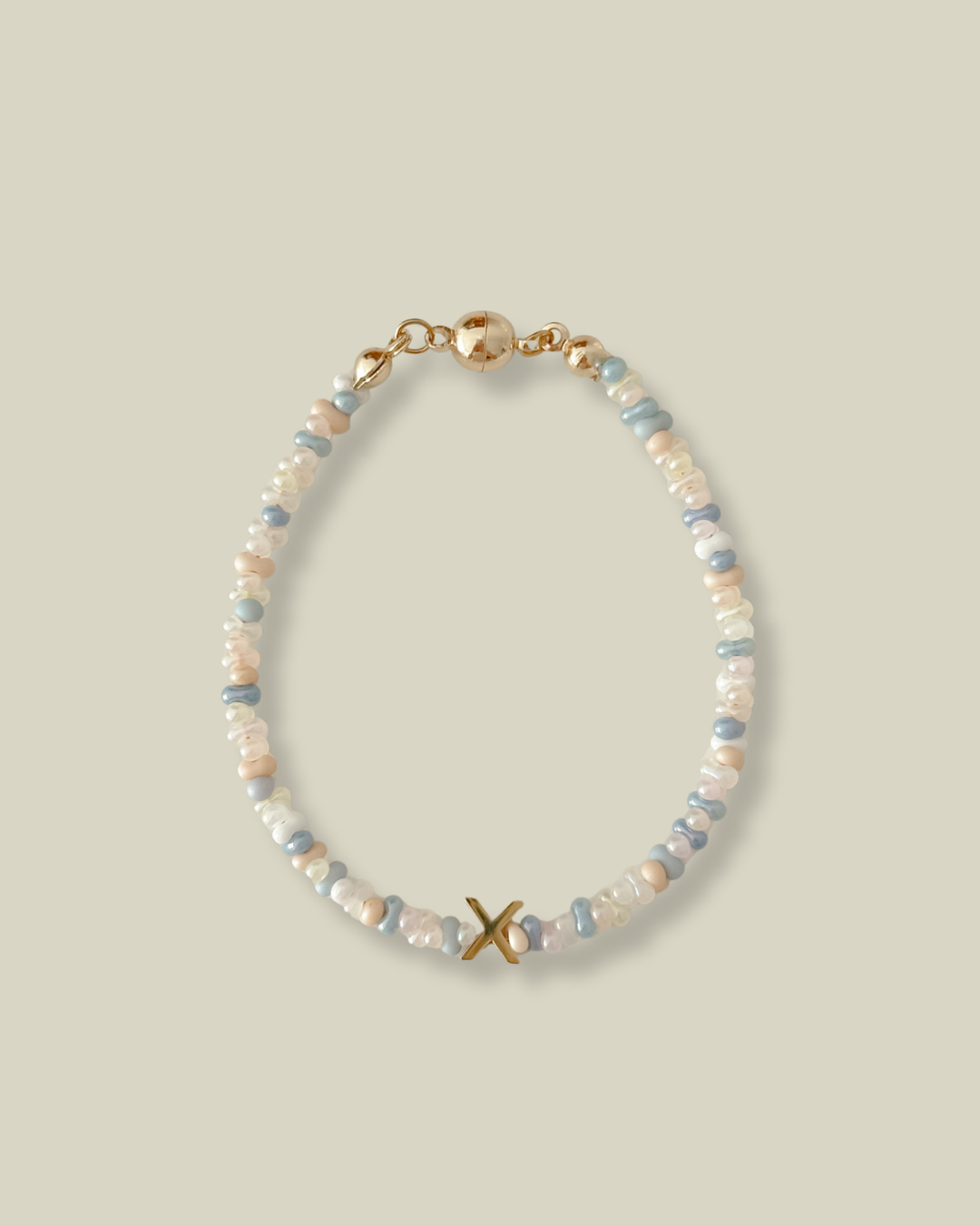 Blue Beads Initials Bracelet