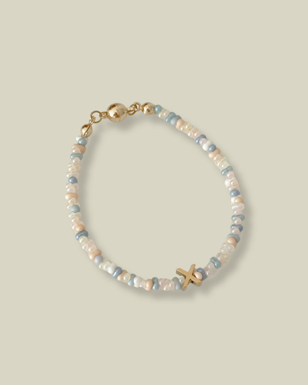 Blue Beads Initials Bracelet - Image 2