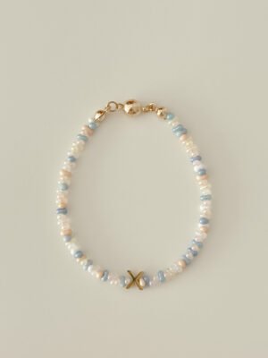 Blue Beads Initials Bracelet
