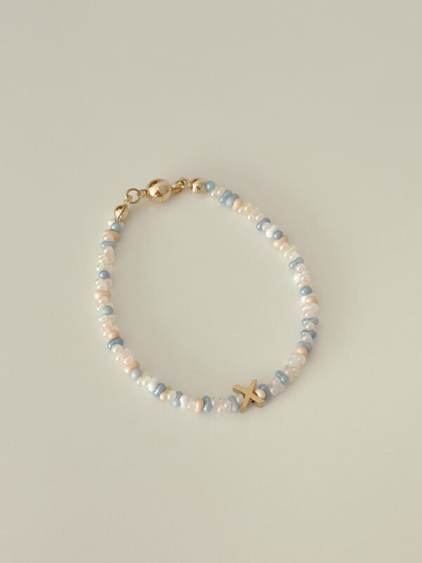 Blue Beads Initials Bracelet - Image 2