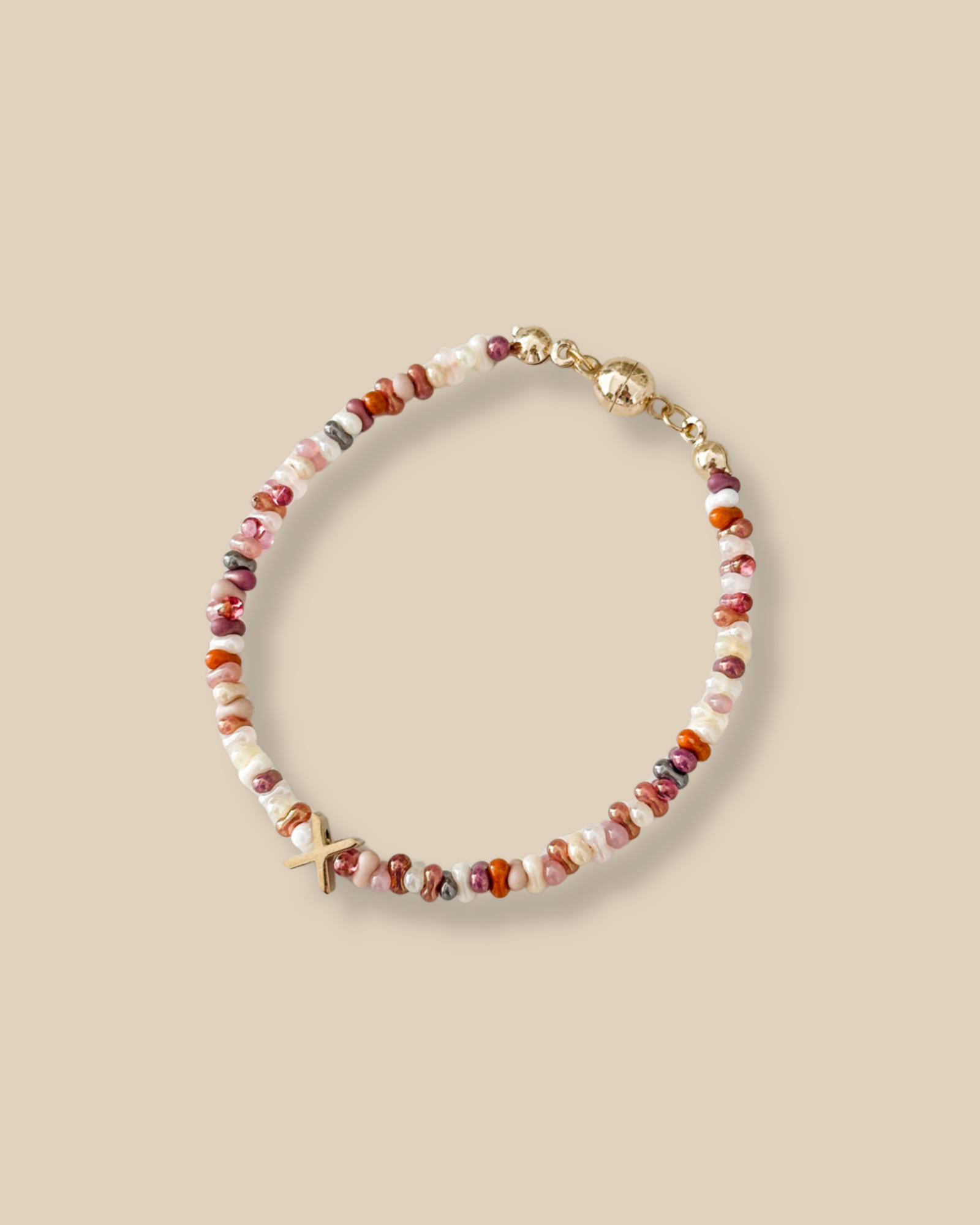 Strawberry IceCream Beads Initial Bracelet - Image 2