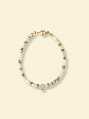 Summer Orange Beads Initials Bracelet