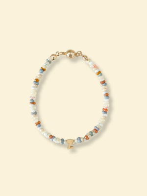 Summer Orange Beads Initials Bracelet