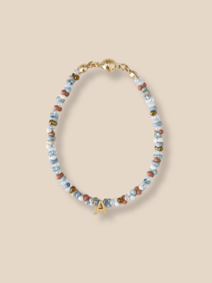SeaSalt Chocolate Initials Beads Bracelet