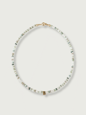 Greeny Green Beads Initials Necklace
