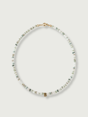 Greeny Green Beads Initials Necklace