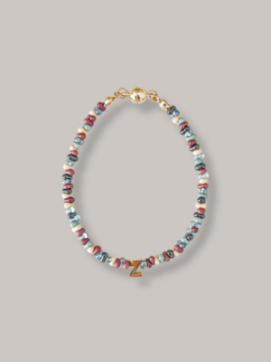 Plum Beads Initials Bracelet
