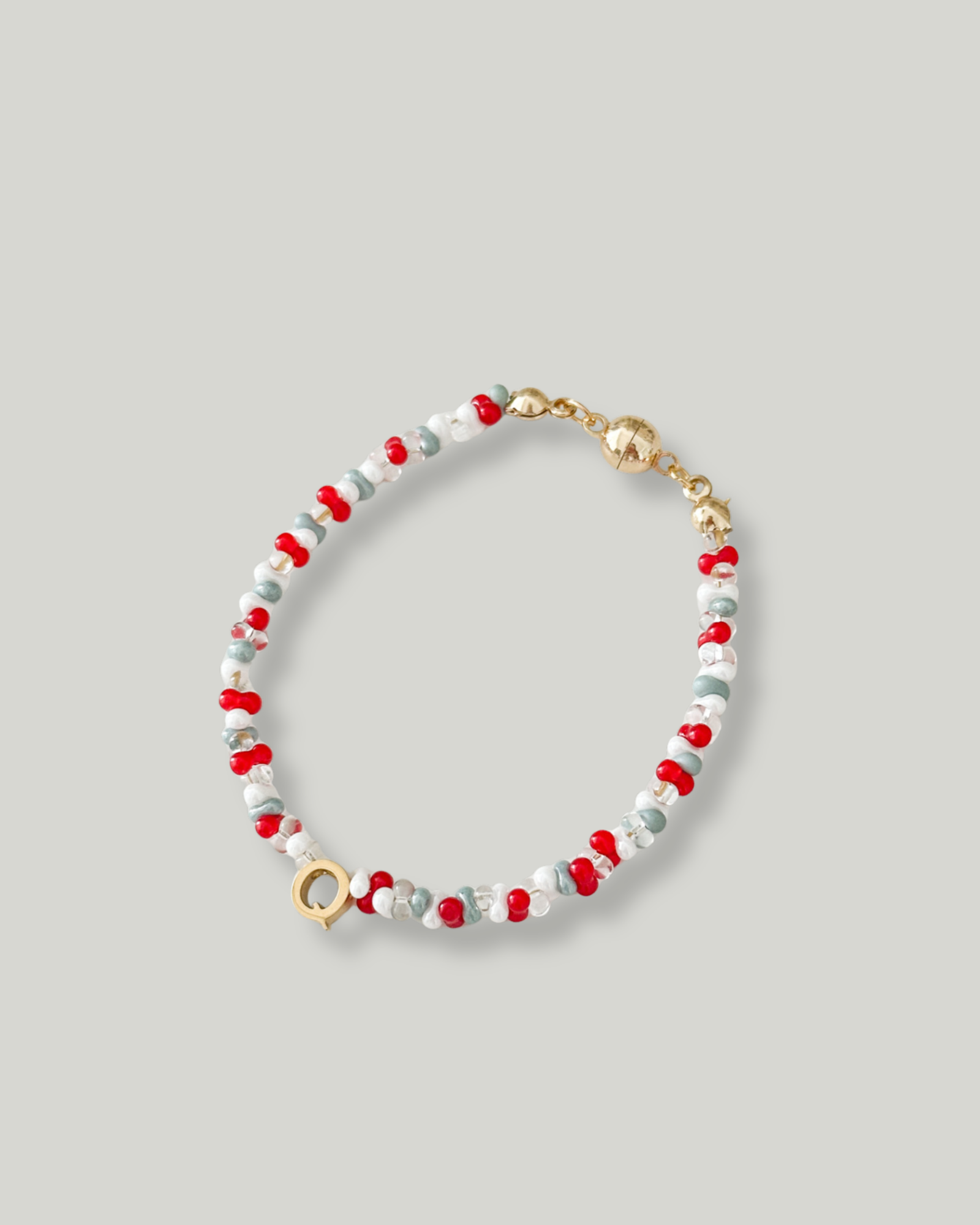 Coral Blue Beads Initials Bracelet - Image 2