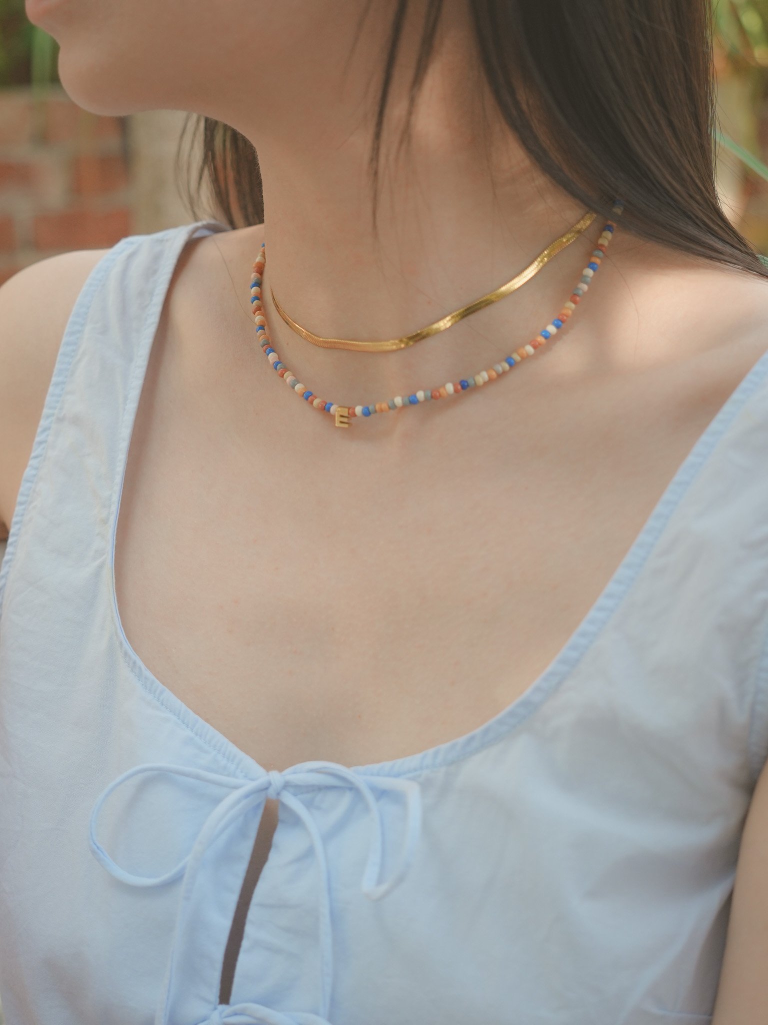 Mosaic Beads Initial Necklace - Image 4