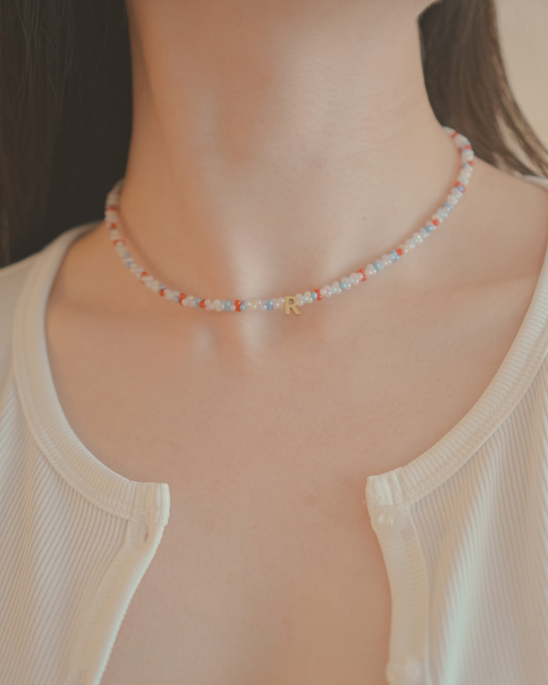 Soft Signal Initials Beads Necklace - Image 4